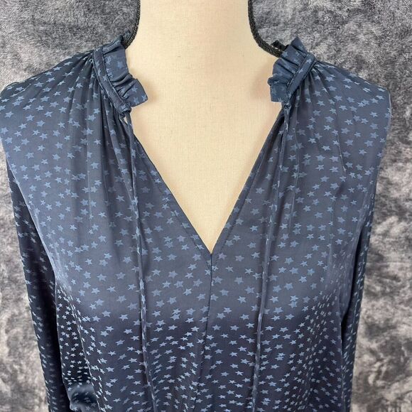 Current Air Los Angeles Star Print Cinch Pleated Dress Mini Women's M Navy Blue - Picture 2 of 11
